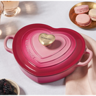 Le Creuset Cast Iron Classic Shallow Heart Casserole with Light Gold Heart Knob 20cm Berry image number 6